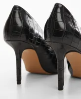 Mango Women's Croc-Effect Heeled Shoes