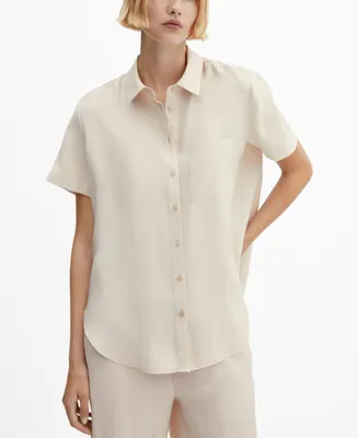 Mango Women's Short-Sleeve Button-Down Shirt
