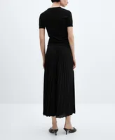 Mango Women's Pleated Long Skirt