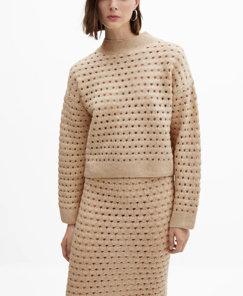 Mango Women's Openwork Details Knitted Jumper