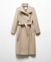 Mango Women's Belted Woolen Coat