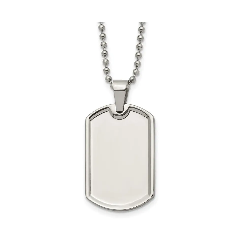 Chisel Stainless Steel Polished Dog Tag on a Ball Chain Necklace