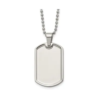 Chisel Stainless Steel Polished Dog Tag on a Ball Chain Necklace