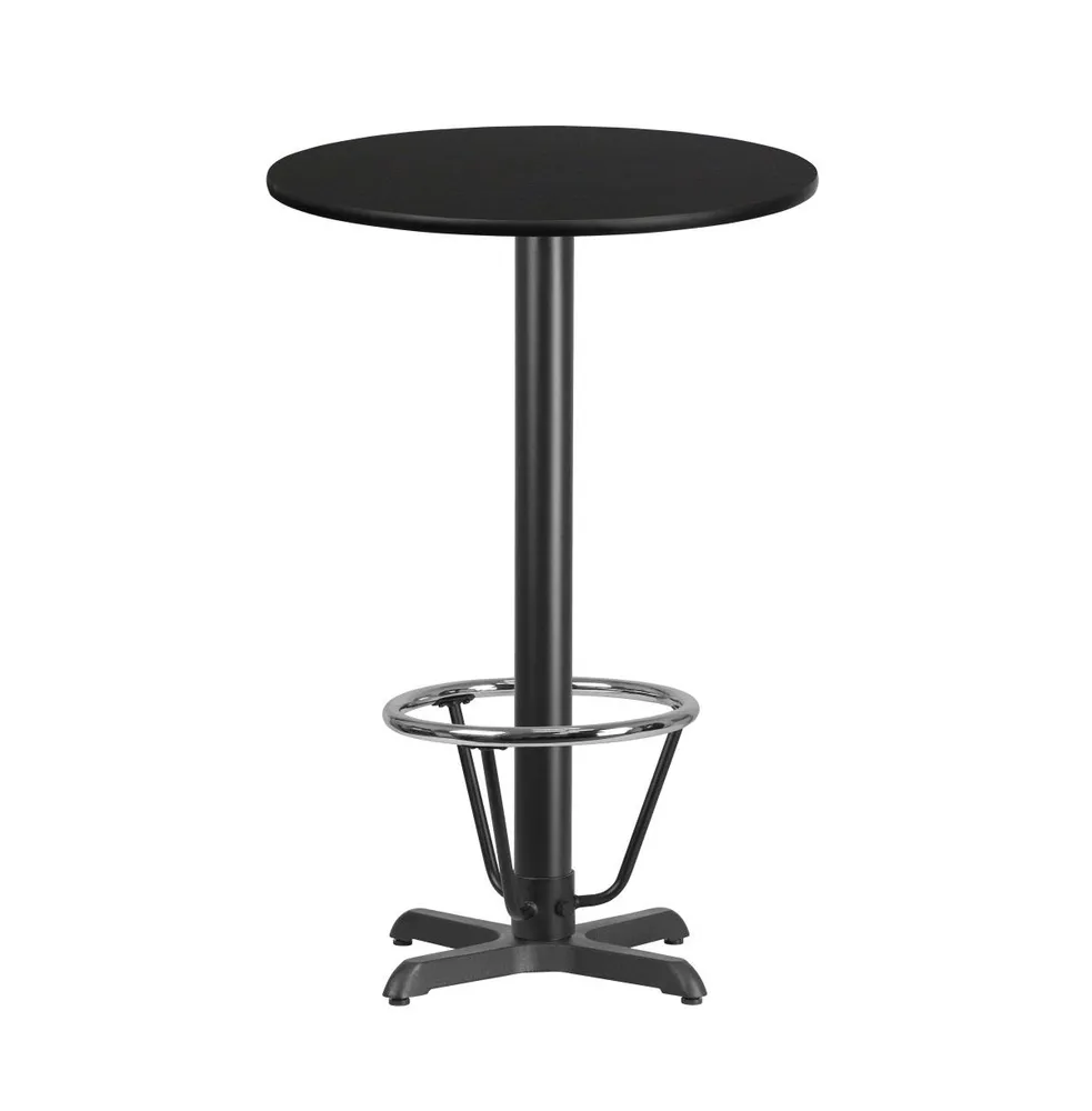 Emma+Oliver 24" Round Laminate Bar Table With 22"X22" Foot Ring Base