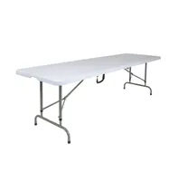 8-Foot Height Adjustable Bi-Fold Plastic Banquet And Event Folding Table With Carrying Handle