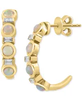 Effy Ethiopian Opal (3/4 ct. t.w.) & Diamond (1/5 ct. t.w.) Half Hoop Earrings in 14k Gold