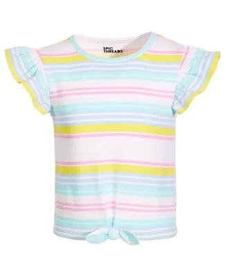 Epic Threads Little Girls Rainbow Striped Front-Knot T-Shirt, Created for Macy's