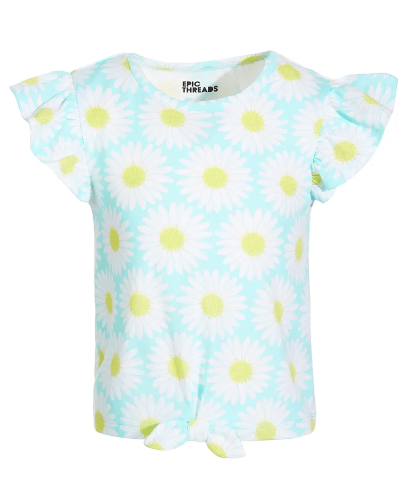 Epic Threads Little Girls Daisy-Print Front-Knot T-Shirt, Created for Macy's