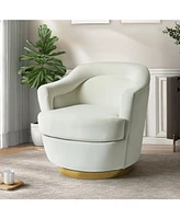 Hulala Home Kanstantin Modern Swivel Barrel Chair with Metal Base