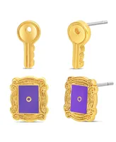 Friends Tv Show Faison Stud Earring Set - Peephole Frame and Key - 2 Pairs