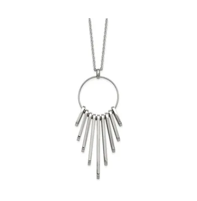 Chisel Polished Circle with Bars Pendant on a Cable Chain Necklace