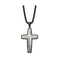 Chisel Polished Ip-plated Cross Pendant on a Box Chain Necklace