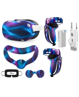 Accessories for Oculus Quest 2, Vr Accessory Set for Meta Quest 2, Include Controller Grip Leather Cover, Vr Shell Cover, Face Cover, Lens Cover and 1