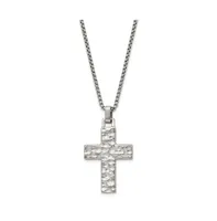 Chisel Brushed Polished Cross Pendant on a Box Chain Necklace