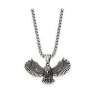 Chisel Antiqued Flying Owl Pendant Box Chain Necklace