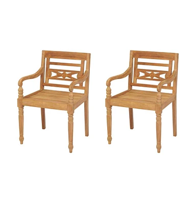 Batavia Chairs 2 pcs Solid Teak Wood