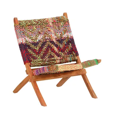 Folding Chindi Chair Multicolor Fabric
