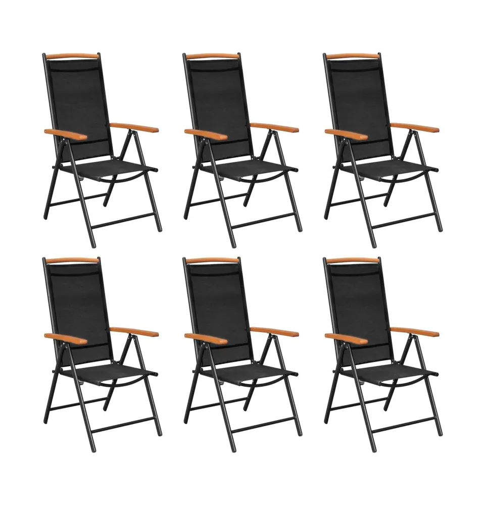 Folding Patio Chairs 6 pcs Text Ilene Black