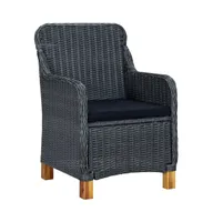 Patio Chairs with Cushions 2 pcs Poly Rattan Dark Gray