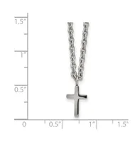Chisel Polished 11mm Cross Pendant on a 18 inch Cable Chain Necklace