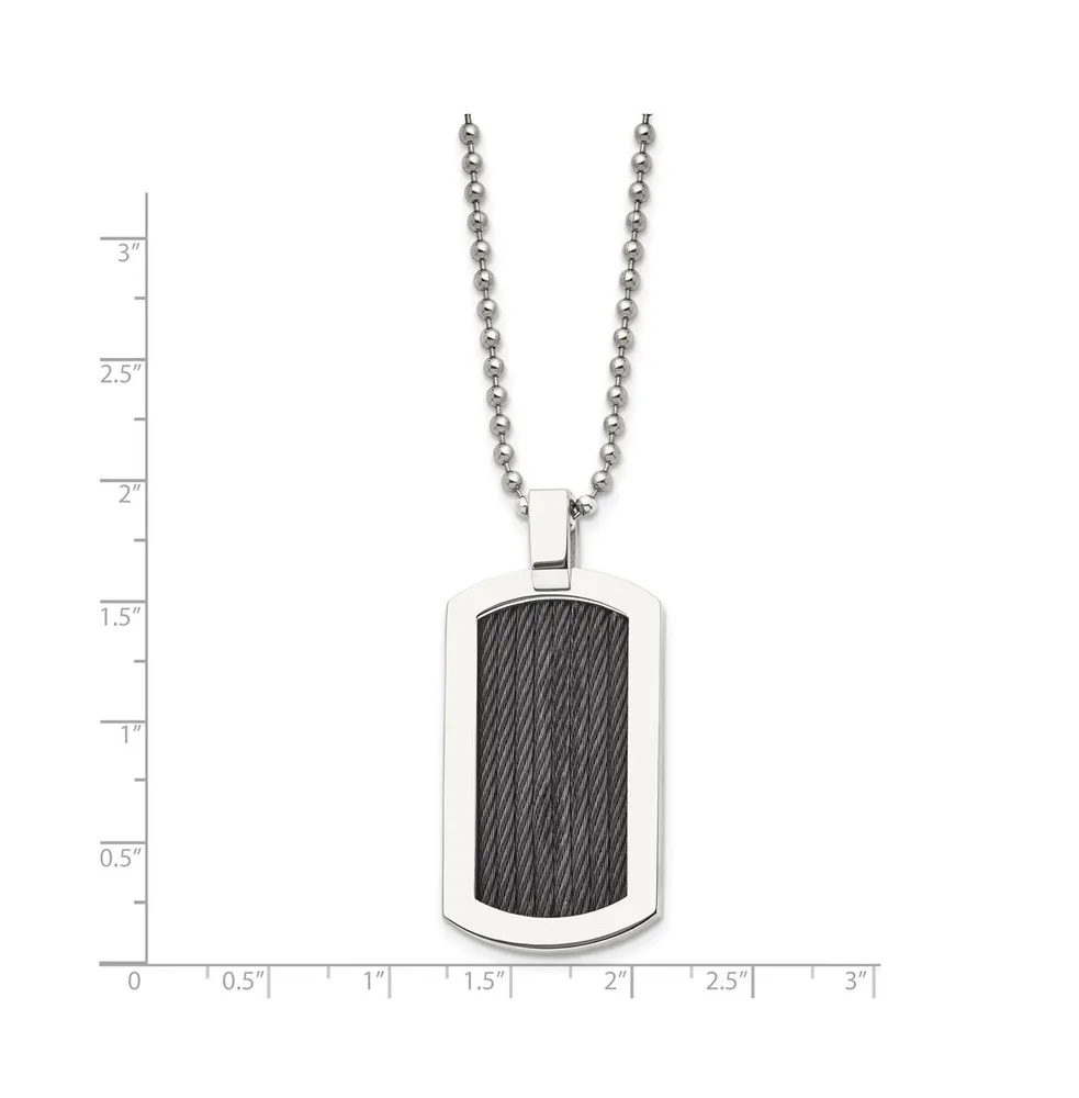Chisel Black Ip-Plated Cable Dog Tag Ball Chain Necklace