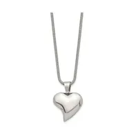 Chisel Polished Heart Pendant on a 18 inch Snake Chain Necklace