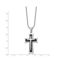Chisel Black Acrylic Cross Pendant Ball Chain Necklace