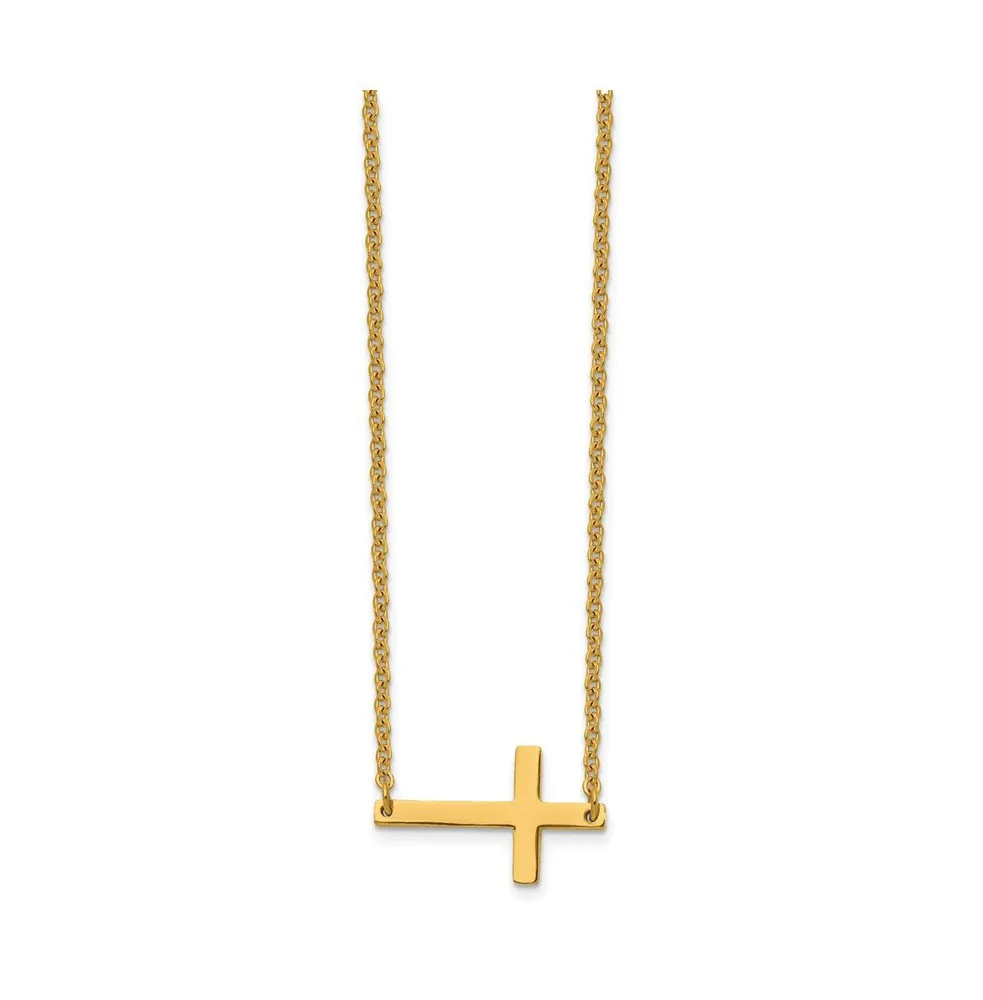 Chisel Yellow Ip-plated Sideways Cross Cable Chain Necklace