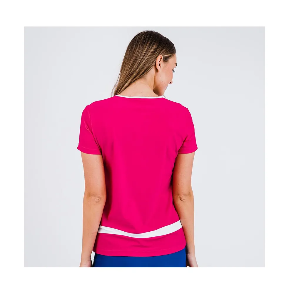 Calypsa Women's Plus Size Short Sleeve Color Block Rash Guard