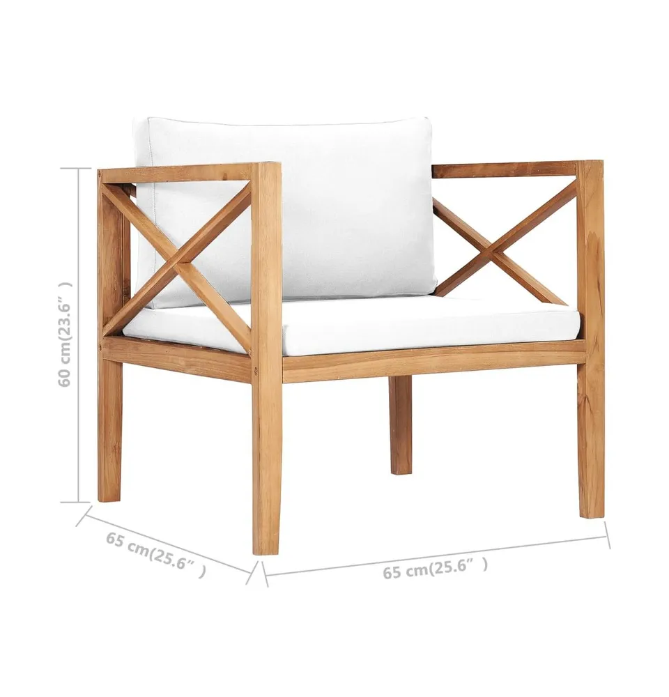 Patio Chair with Cream Cushions Solid Teak Wood