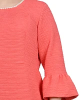 Ny Collection Plus 3/4 Length Imitation-Pearl Detail Dress