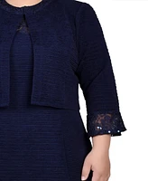 Ny Collection Plus Novelty Knit and Lace Dress, 2 Piece Set