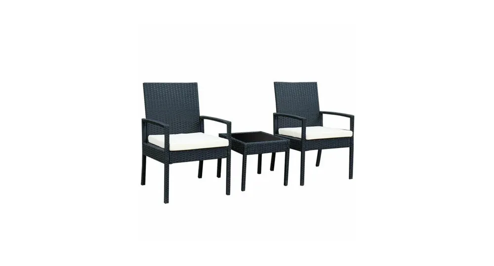 3 Pcs Outdoor Rattan Patio Conversation Furniture Set