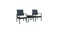 3 Pcs Outdoor Rattan Patio Conversation Furniture Set