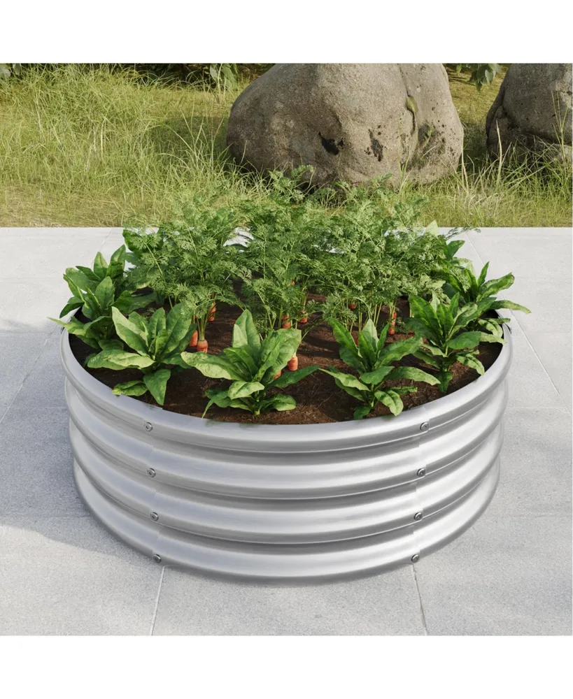 Streamdale Furniture 32.0811.4" Tall Round Raised Garden Bed, Metal Raised Beds for Vegetables, Outdoor Garden Raised Planter Box, Backyard Patio Plan