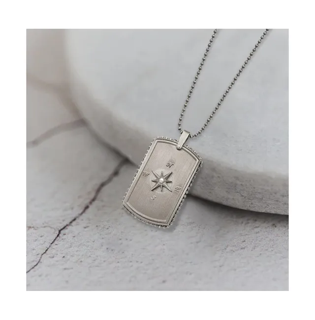 Chisel White Bronze-plated Moveable Compass Dog Tag Chain Necklace