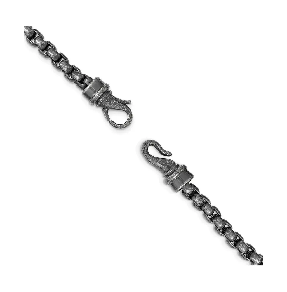 Chisel Stainless Steel Antiqued 24 inch Box Chain Necklace