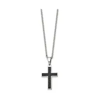 Chisel Polished Black Ip-plated Cross Pendant Cable Chain Necklace