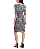 Connected Women's Round-Neck Gathered-Detail Sheath Dress