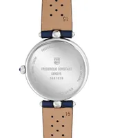 Frederique Constant Women's Swiss Art Deco Diamond (1/10 ct. t.w.) Blue Satin Strap Watch 30mm