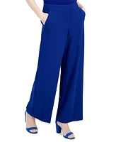 Tahari Asl Women's Mid-Rise Wide-Leg Career Pants