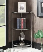 Convenience Concepts 13.75" Chrome Royal Crest Tier Glass Corner Shelf