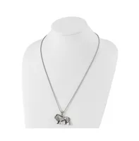 Chisel Antiqued Lion Pendant 25.5 inch Box Chain Necklace
