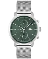 Lacoste Men's Replay Multifunction Silver-tone Stainless Steel Mesh Bracelet Watch 44mm