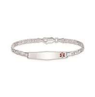 Sterling Silver Rhodium-plated Medical Id Bracelet w/Anchor