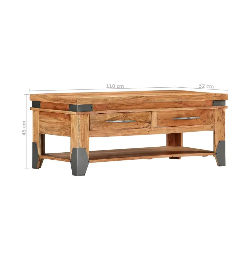 Coffee Table 43.3"x20.5"x17.7" Solid Acacia Wood