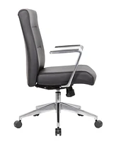 Boss Office Products 39.5-42.5" Vinyl Modern Conference Chair with Aluminum Arm Base