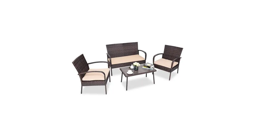 4 pcs Table Sofa Furniture Set with Cushions