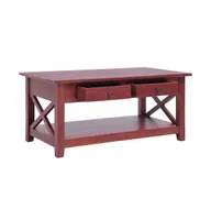 Coffee Table 39.4"x21.7"x18.1" Solid Mahogany Wood