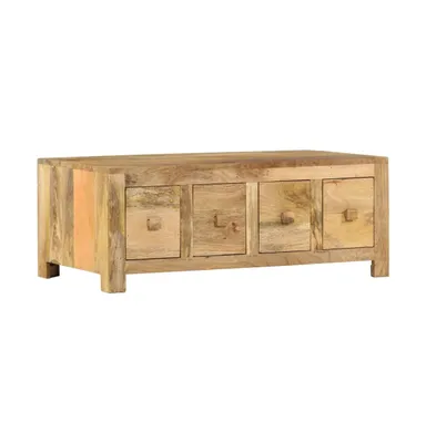 Coffee Table with 4 Drawers 35.4"x19.7"x13.8" Solid Mango Wood